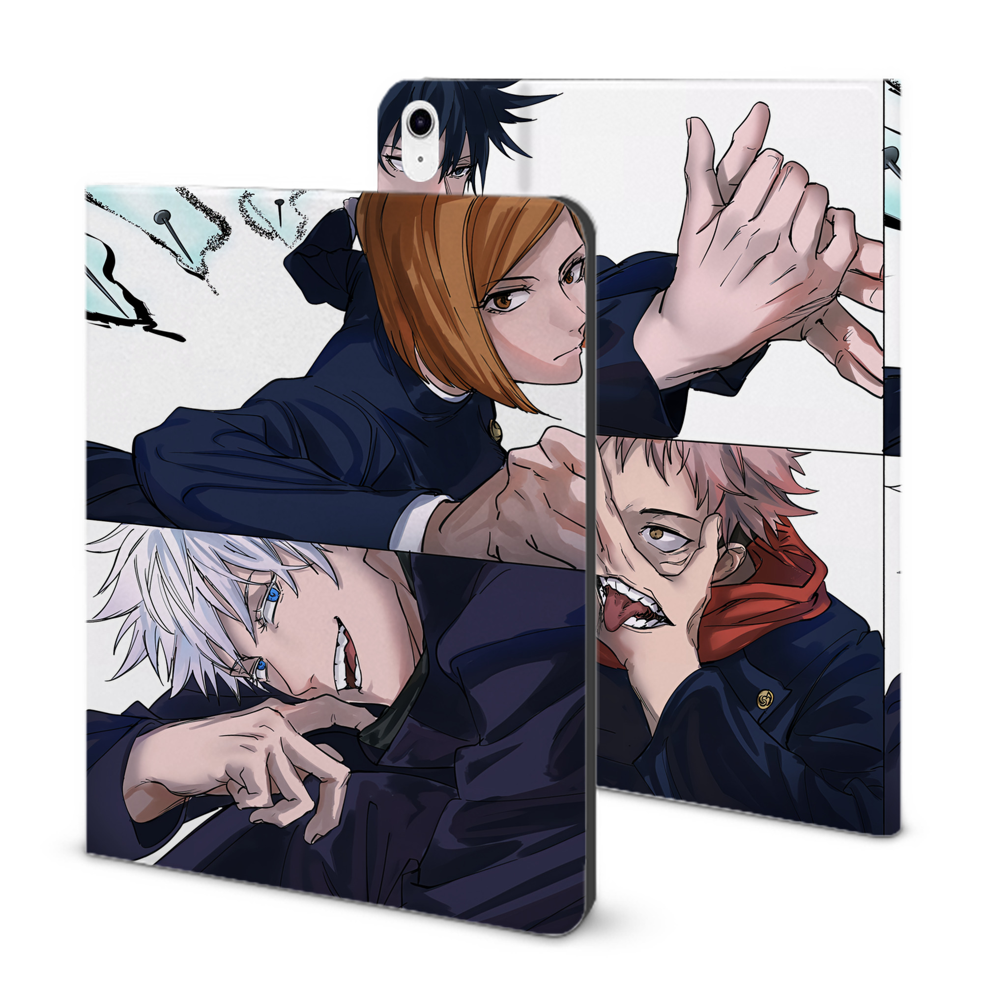 （画像用） 呪術廻戦 Jujutsu Kaisen IPad ケース ブック型 PUレザー TPU 耐衝撃 軽量 薄型 ペン収納なし 全面保護 IPad 各モデル対応